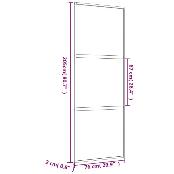 Schiebetür Golden 76x205 cm ESG-Klarglas und Aluminium