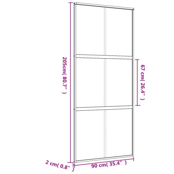 Schiebetür Golden 90x205 cm ESG-Klarglas und Aluminium