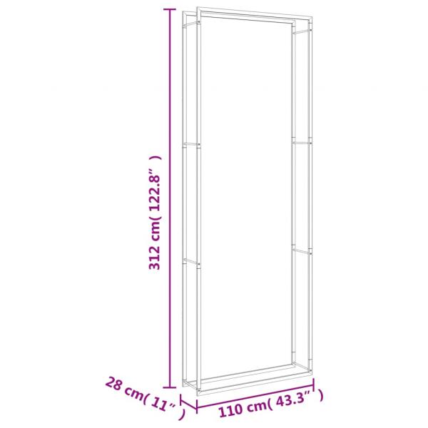 Brennholzregal 110x28x312 cm Edelstahl