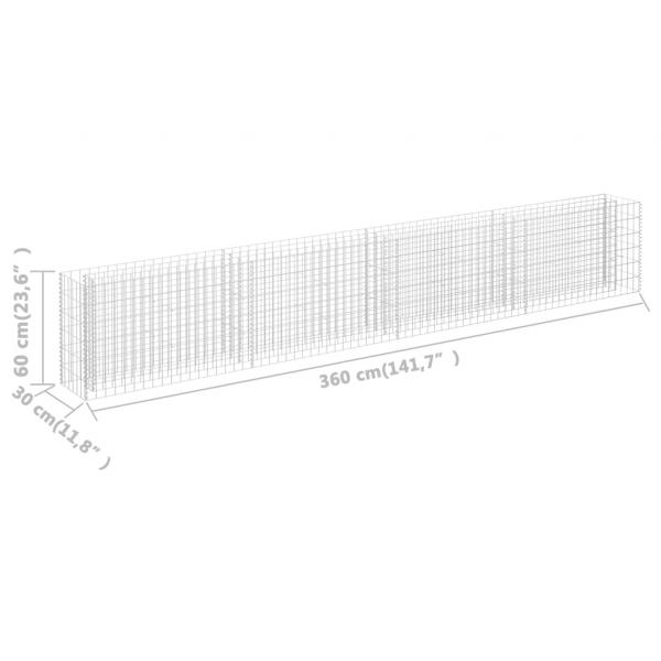  Gabionen-Hochbeet Verzinkter Stahl 360×30×60 cm