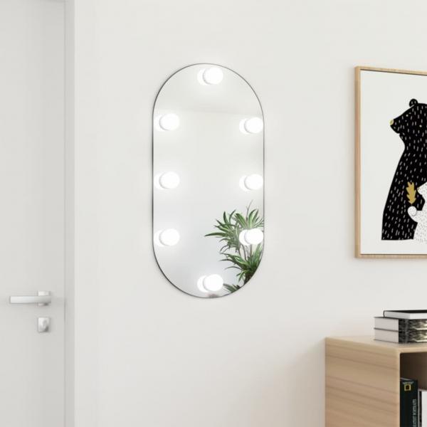 ARDEBO.de - Spiegel mit LED-Leuchten 80x40 cm Glas Oval