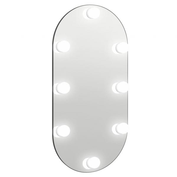 Spiegel mit LED-Leuchten 80x40 cm Glas Oval