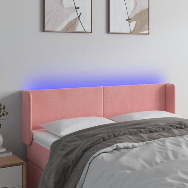 ARDEBO.de - LED Kopfteil Rosa 147x16x78/88 cm Samt