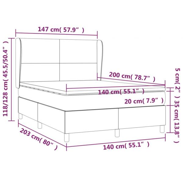 Boxspringbett mit Matratze Grau 140x200 cm Kunstleder