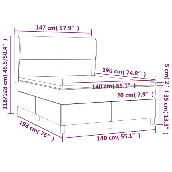 Boxspringbett mit Matratze Schwarz 140x190 cm Samt