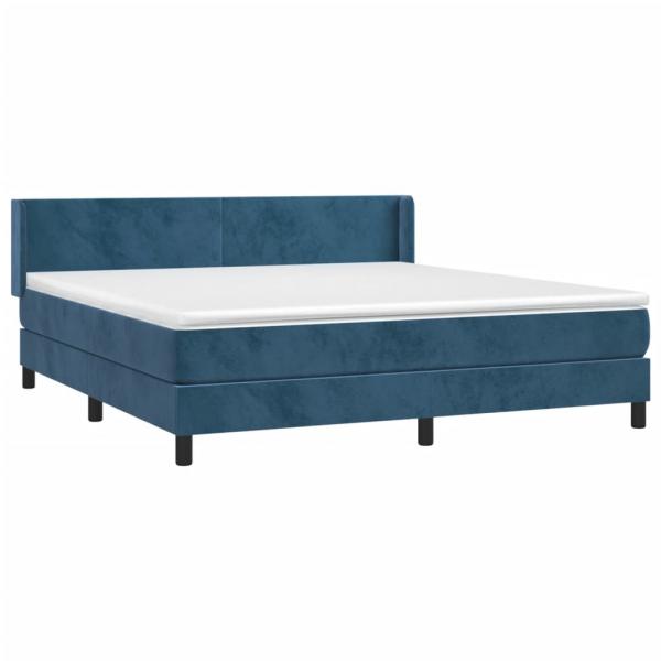 Boxspringbett mit Matratze Dunkelblau 180x200 cm Samt