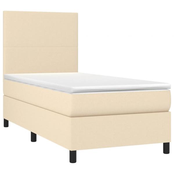 Boxspringbett mit Matratze & LED Creme 100x200 cm Stoff