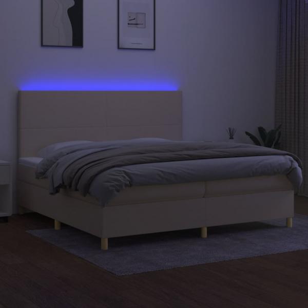 Boxspringbett mit Matratze & LED Creme 200x200 cm Stoff