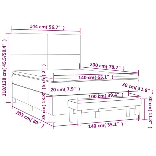 Boxspringbett mit Matratze Grau 140x200 cm Kunstleder