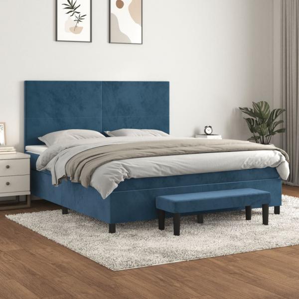 ARDEBO.de - Boxspringbett mit Matratze Dunkelblau 180x200 cm Samt