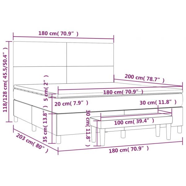 Boxspringbett mit Matratze Dunkelblau 180x200 cm Samt