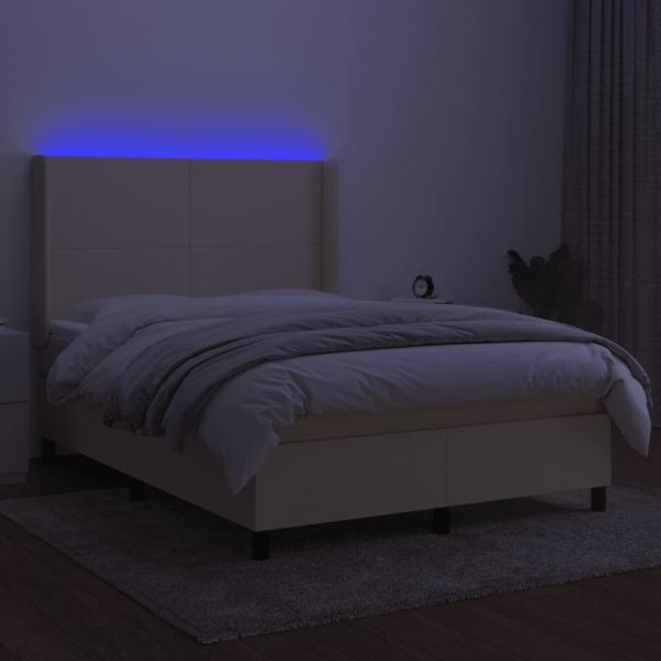 Boxspringbett mit Matratze & LED Creme 140x200 cm Stoff