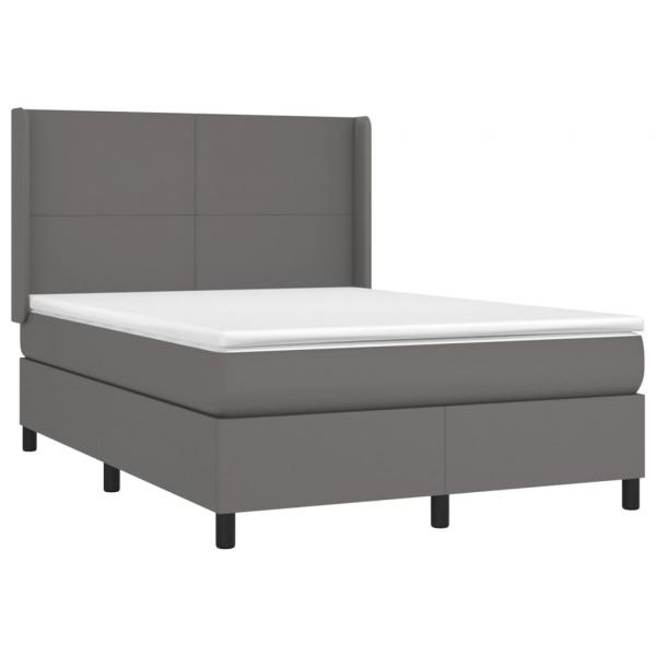 Boxspringbett mit Matratze & LED Grau 140x200 cm Kunstleder