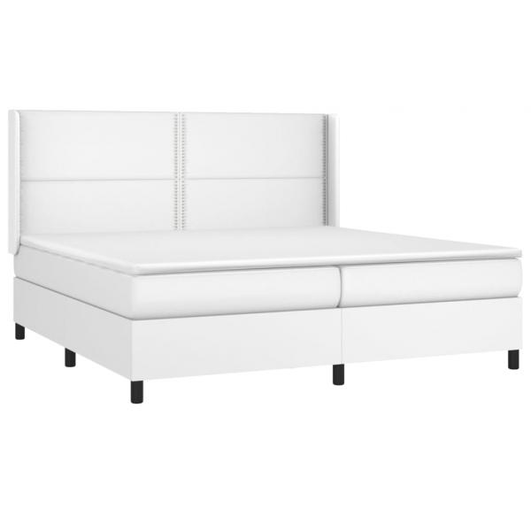 Boxspringbett mit Matratze & LED Weiß 200x200 cm Kunstleder