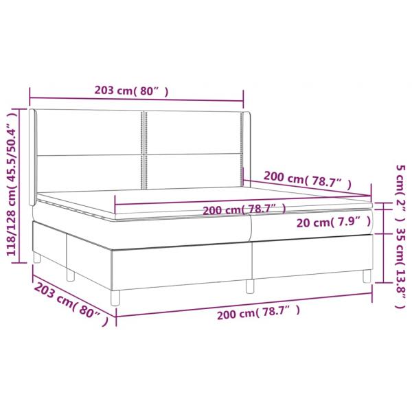 Boxspringbett mit Matratze & LED Weiß 200x200 cm Kunstleder