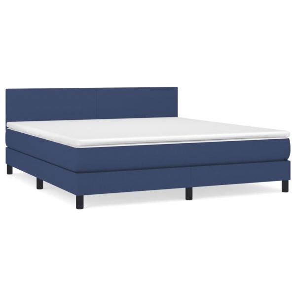 Boxspringbett mit Matratze Blau 160x200 cm Stoff