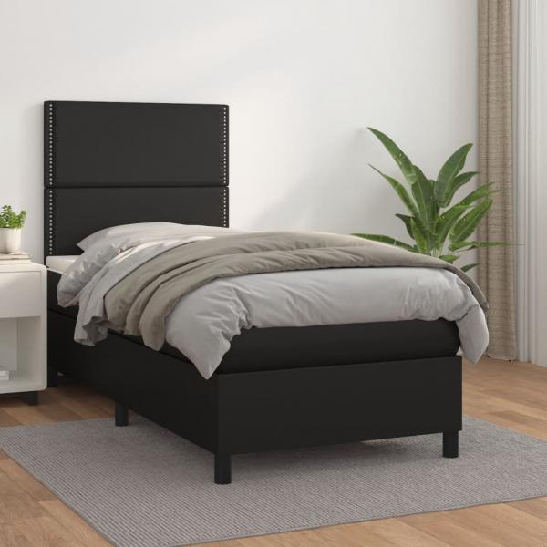 ARDEBO.de - Boxspringbett mit Matratze Schwarz 90x200 cm Kunstleder