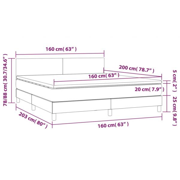 Boxspringbett mit Matratze Rosa 160x200 cm Samt