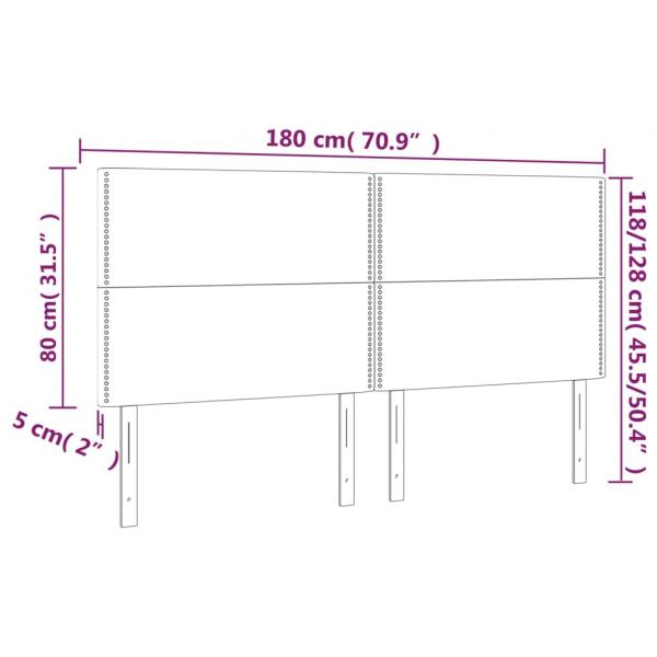 LED Kopfteil Rosa 180x5x118/128 cm Samt