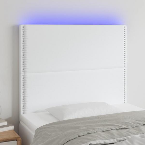 ARDEBO.de - LED Kopfteil Weiß 90x5x118/128 cm Kunstleder