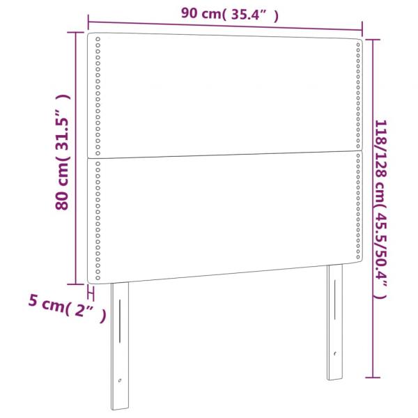 LED Kopfteil Weiß 90x5x118/128 cm Kunstleder