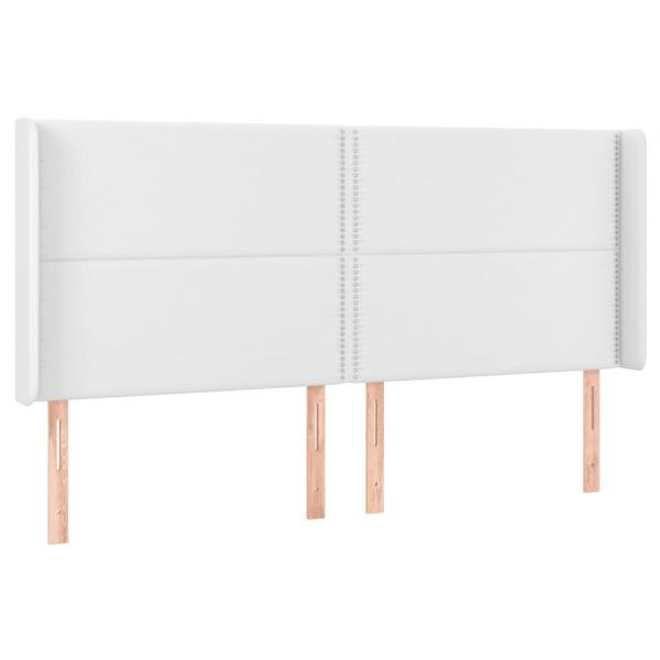 LED Kopfteil Weiß 203x16x118/128 cm Kunstleder