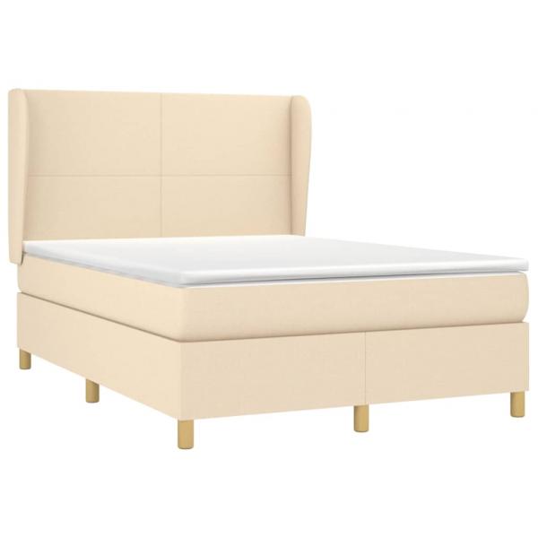 Boxspringbett mit Matratze Creme 140x200 cm Stoff