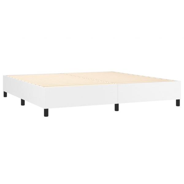 Boxspringbett mit Matratze Weiß 200x200 cm Kunstleder