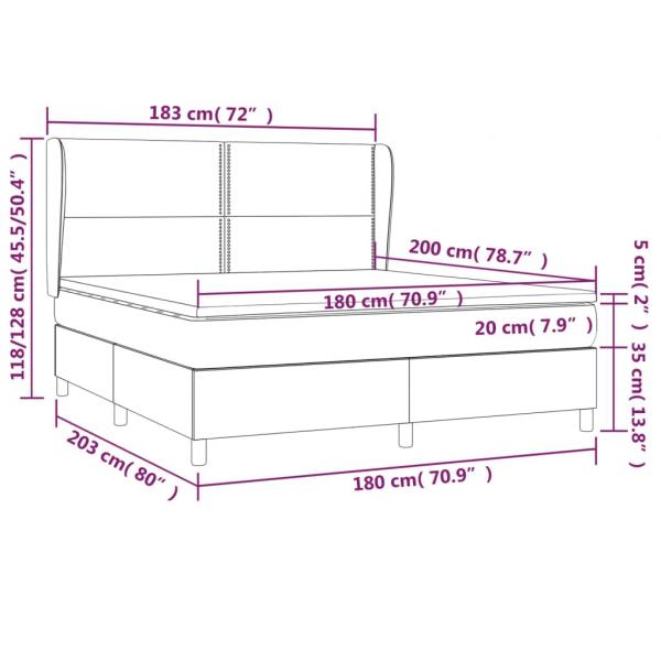 Boxspringbett mit Matratze Weiß 180x200 cm Kunstleder