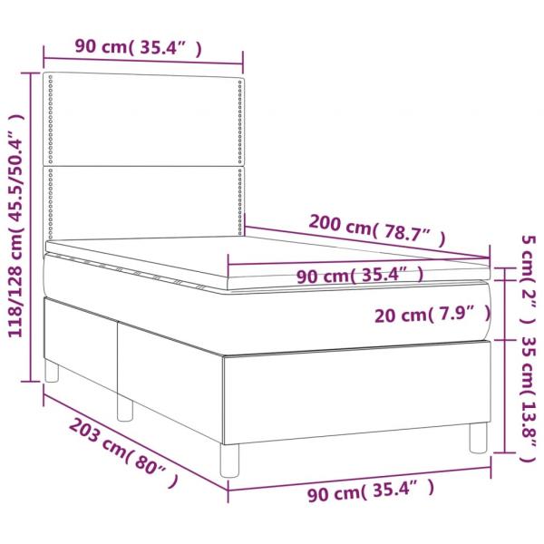 Boxspringbett mit Matratze & LED Rosa 90x200 cm Samt