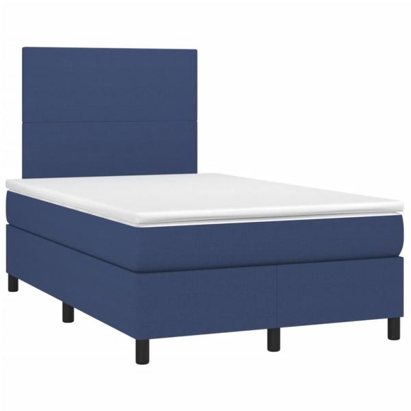 Boxspringbett mit Matratze & LED Blau 120x200 cm Stoff