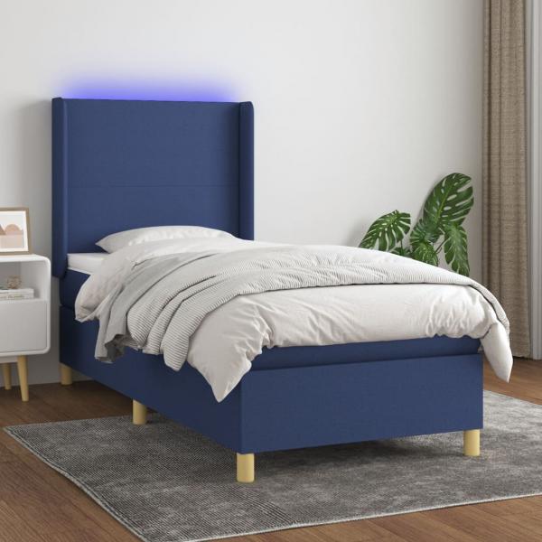 ARDEBO.de - Boxspringbett mit Matratze & LED Blau 80x200 cm Stoff