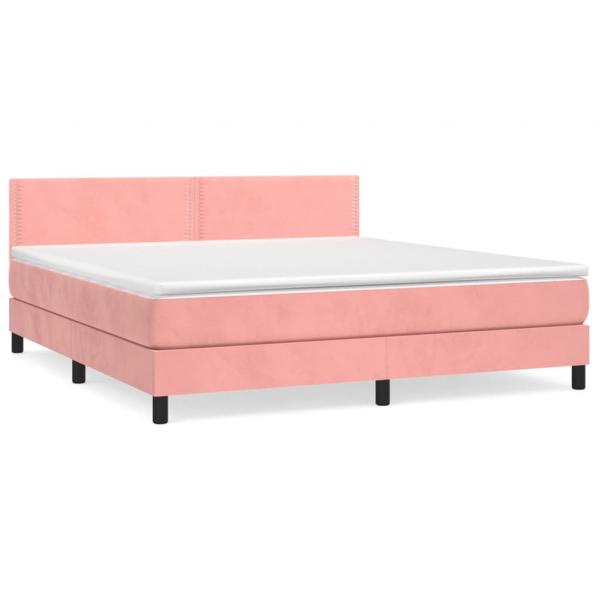 Boxspringbett mit Matratze Rosa 180x200 cm Samt