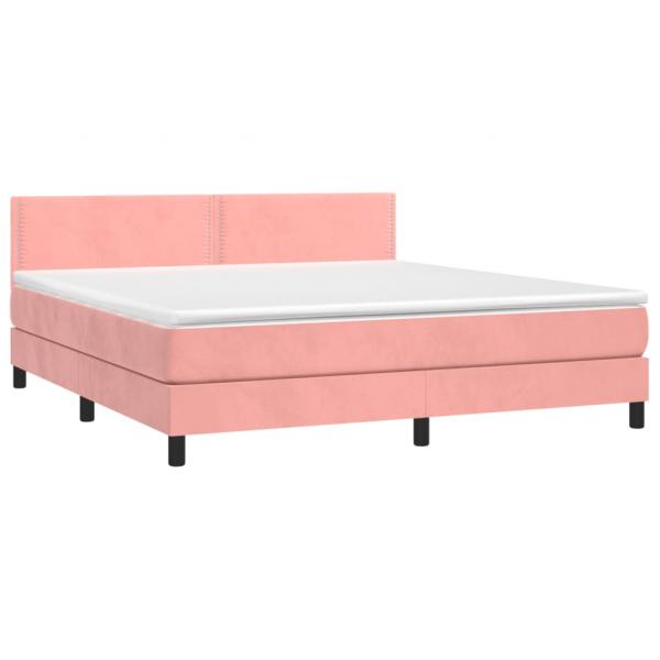 Boxspringbett mit Matratze Rosa 180x200 cm Samt