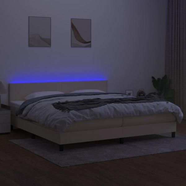 Boxspringbett mit Matratze & LED Creme 200x200 cm Stoff