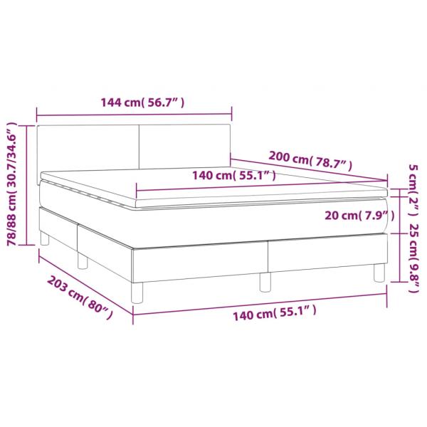 Boxspringbett mit Matratze Schwarz 140x200 cm Samt