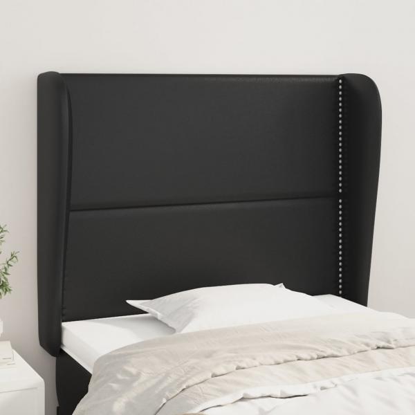 ARDEBO.de - Kopfteil mit Ohren Schwarz 93x23x118/128 cm Kunstleder