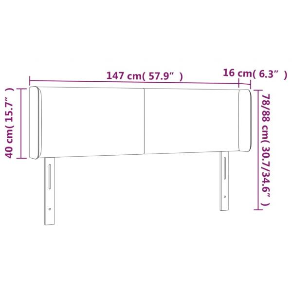 Kopfteil mit Ohren Schwarz 147x16x78/88 cm Samt