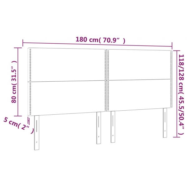 LED Kopfteil Weiß 180x5x118/128 cm Kunstleder