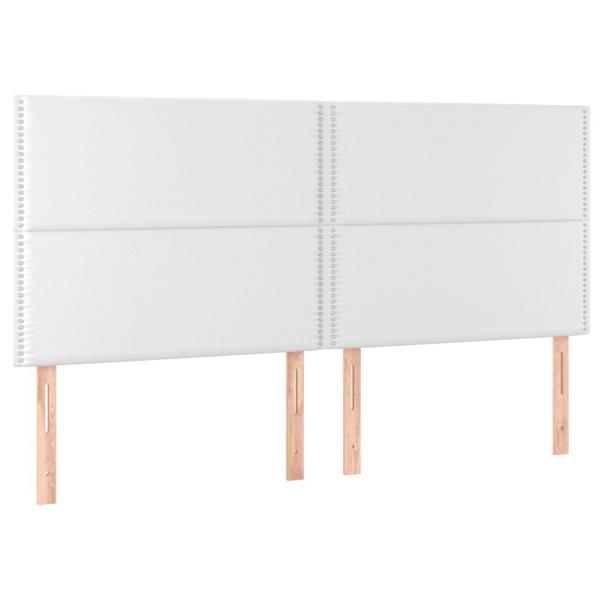 LED Kopfteil Weiß 200x5x118/128 cm Kunstleder