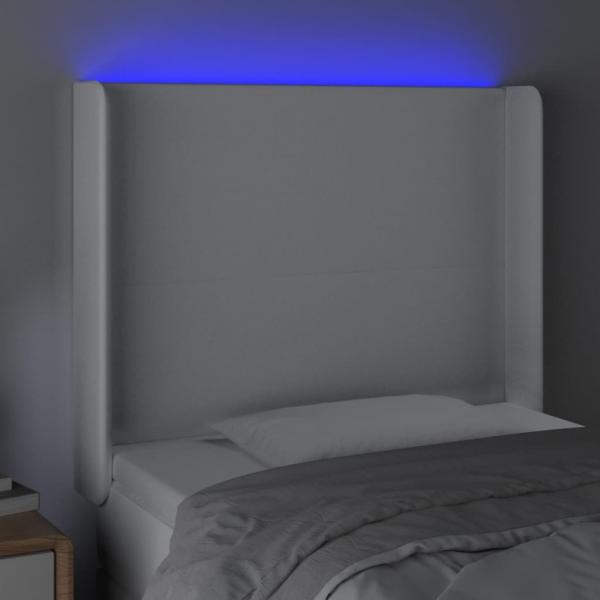 LED Kopfteil Weiß 83x16x118/128 cm Kunstleder 