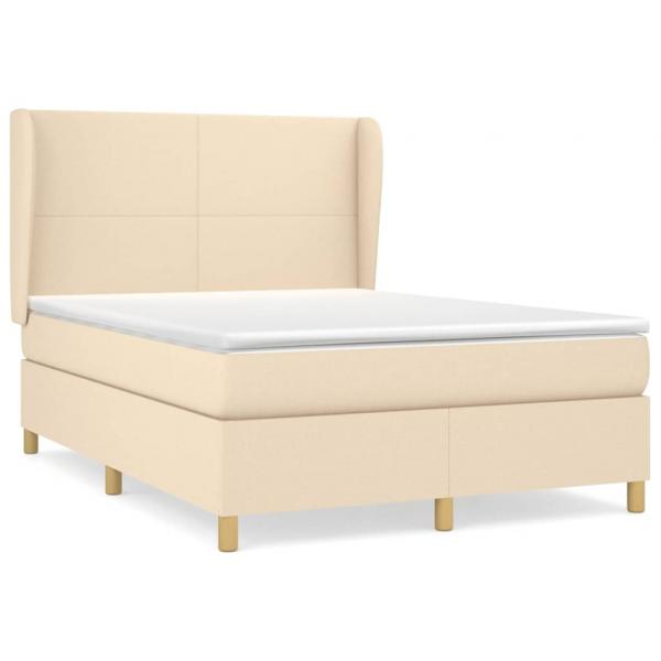 Boxspringbett mit Matratze Creme 140x190 cm Stoff