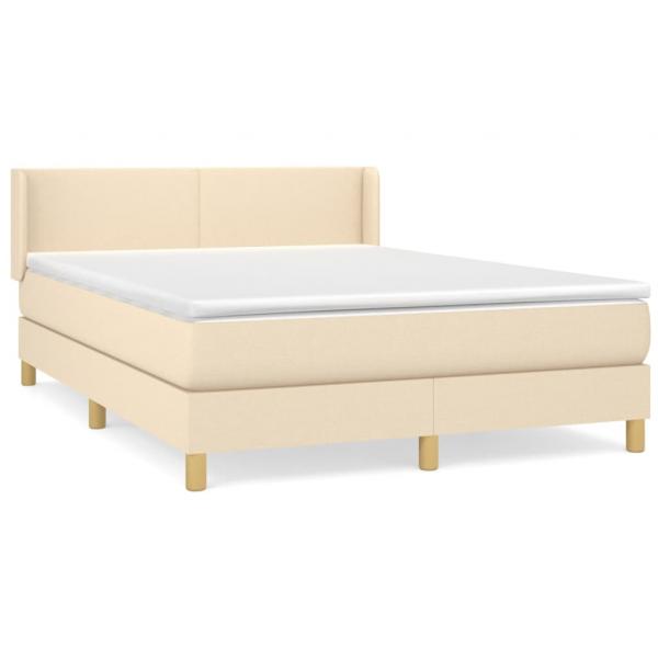 Boxspringbett mit Matratze Creme 140x200 cm Stoff