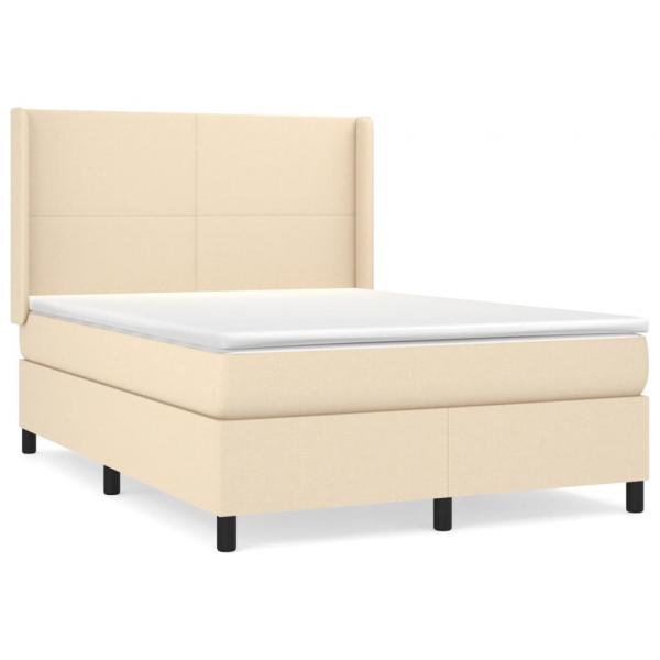 Boxspringbett mit Matratze Creme 140x190 cm Stoff