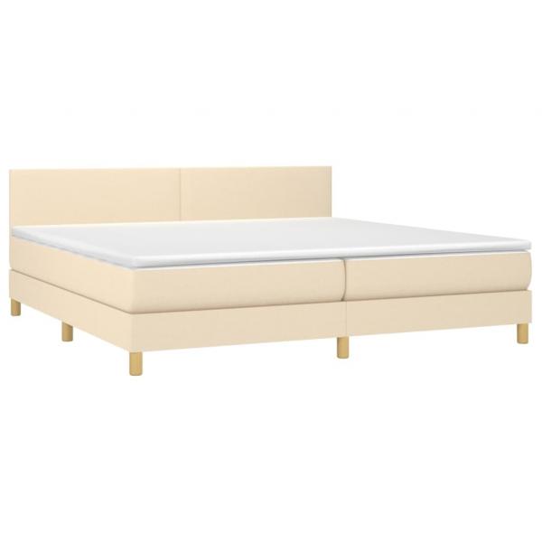 Boxspringbett mit Matratze & LED Creme 200x200 cm Stoff