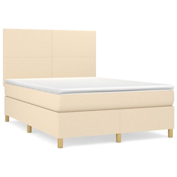 Boxspringbett mit Matratze Creme 140x200 cm Stoff