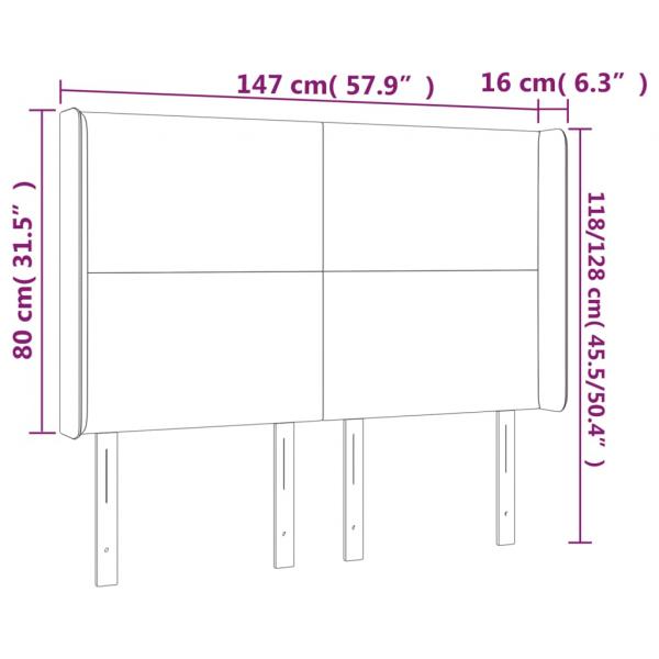 LED Kopfteil Grau 147x16x118/128 cm Kunstleder