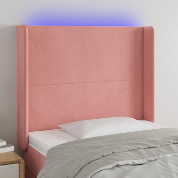 ARDEBO.de - LED Kopfteil Rosa 83x16x118/128 cm Samt