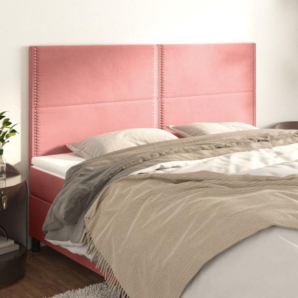 ARDEBO.de - Kopfteile 4 Stk. Rosa 90x5x78/88 cm Samt