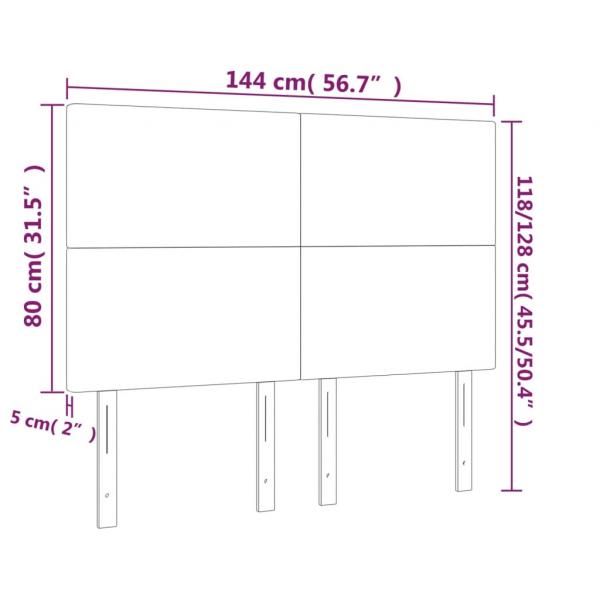 LED Kopfteil Grau 144x5x118/128 cm Kunstleder